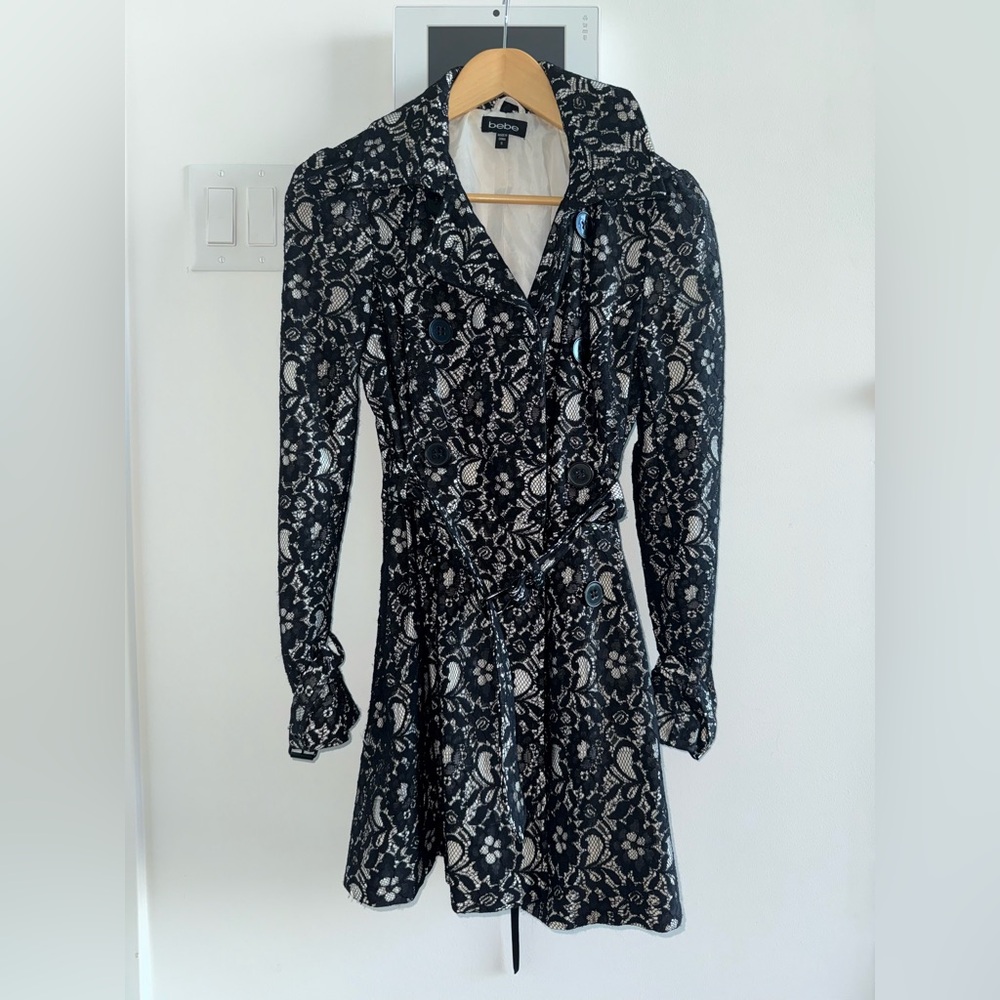 Floral Black Lace Coat for Fall / Winter